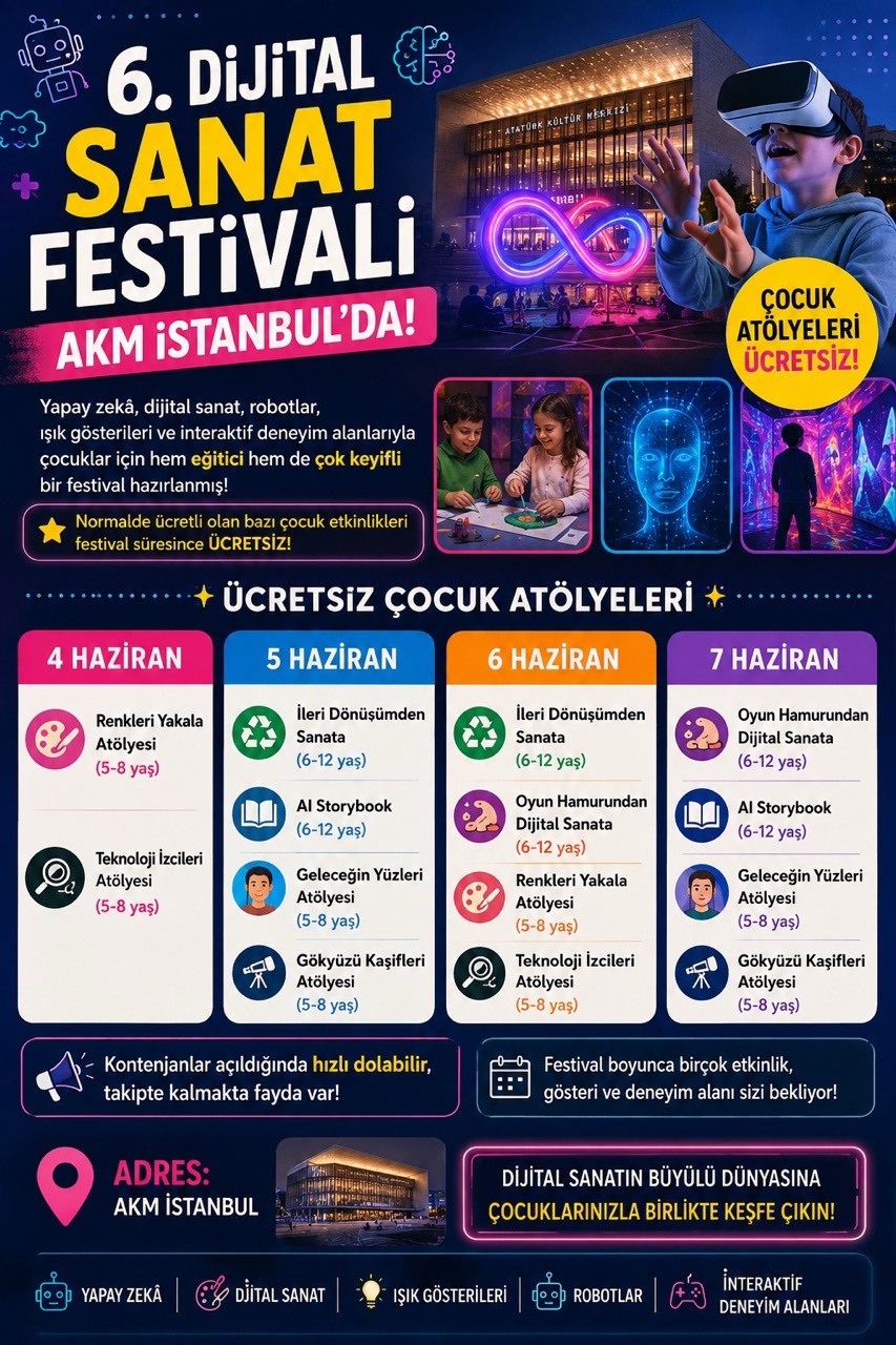 6.Digital Art Festival 2026: Free Children's Workshops at AKM Istanbul