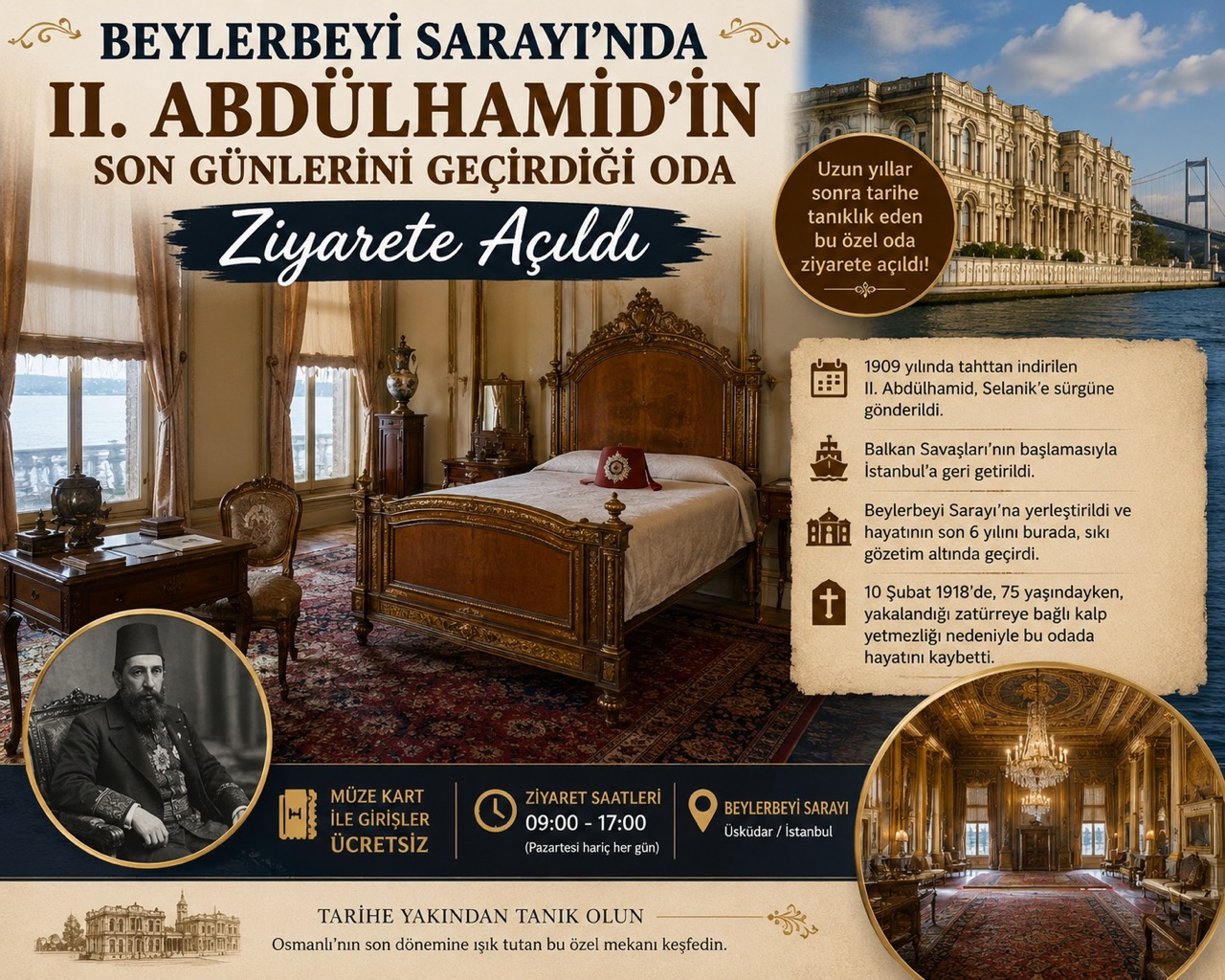 The Room Where Sultan Abdulhamid II Spent His Final Years Opens to Visitors at Beylerbeyi Palace