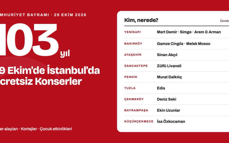 29 Ekim İstanbul Ücretsiz Konserler ve Etkinlikler 2026
