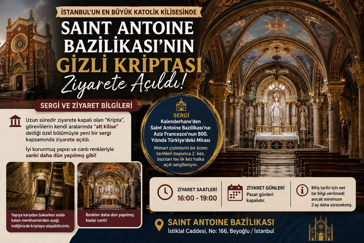 Saint Antoine Bazilikası’nın Gizli Kriptası Ziyarete Açıldı! Sergi ve Ziyaret Bilgileri