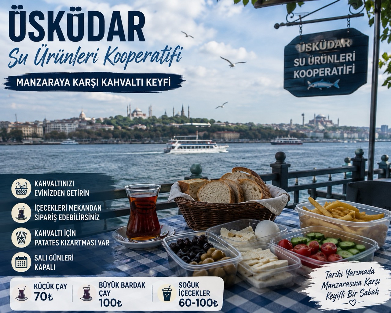 İstanbul’da Manzaraya Karşı Ucuza Kahvaltı: Üsküdar Su Ürünleri Kooperatifi
