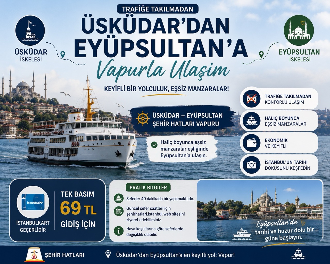 Üsküdar’dan Eyüpsultan’a Vapur: Sefer Saatleri ve Bilet Ücreti (2026)